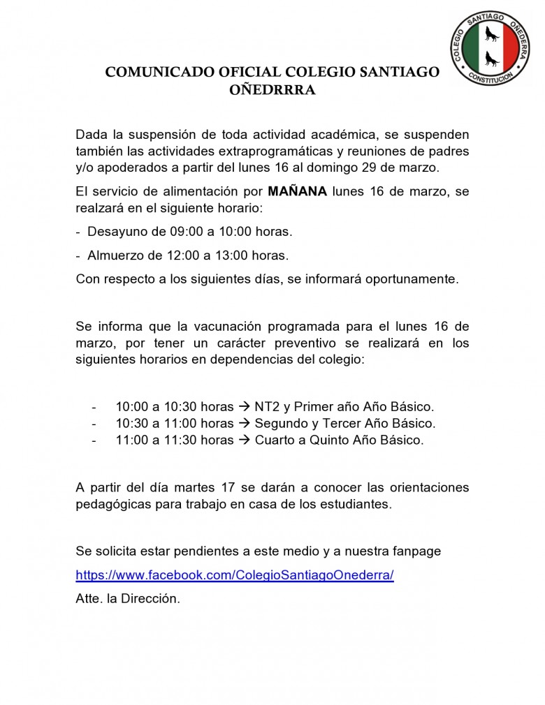 COMUNICADO OFICIAL COLEGIO SANTIAGO OÑEDERRA page0001